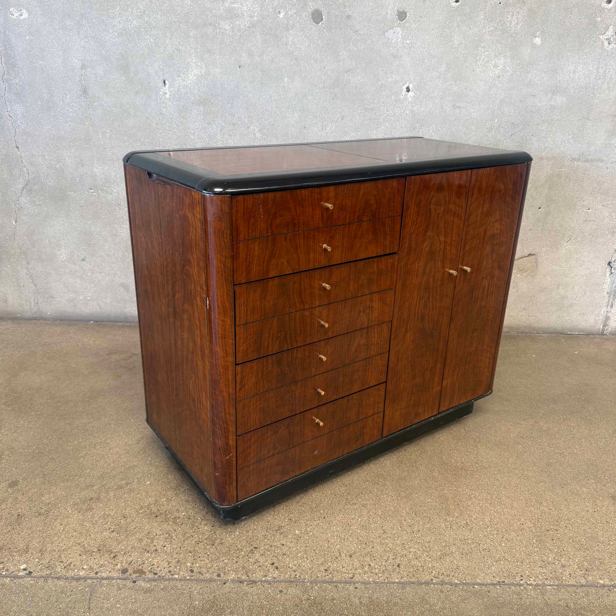 Drexel 1940s-1950s Art Deco Rolling Server/Bar Cabinet