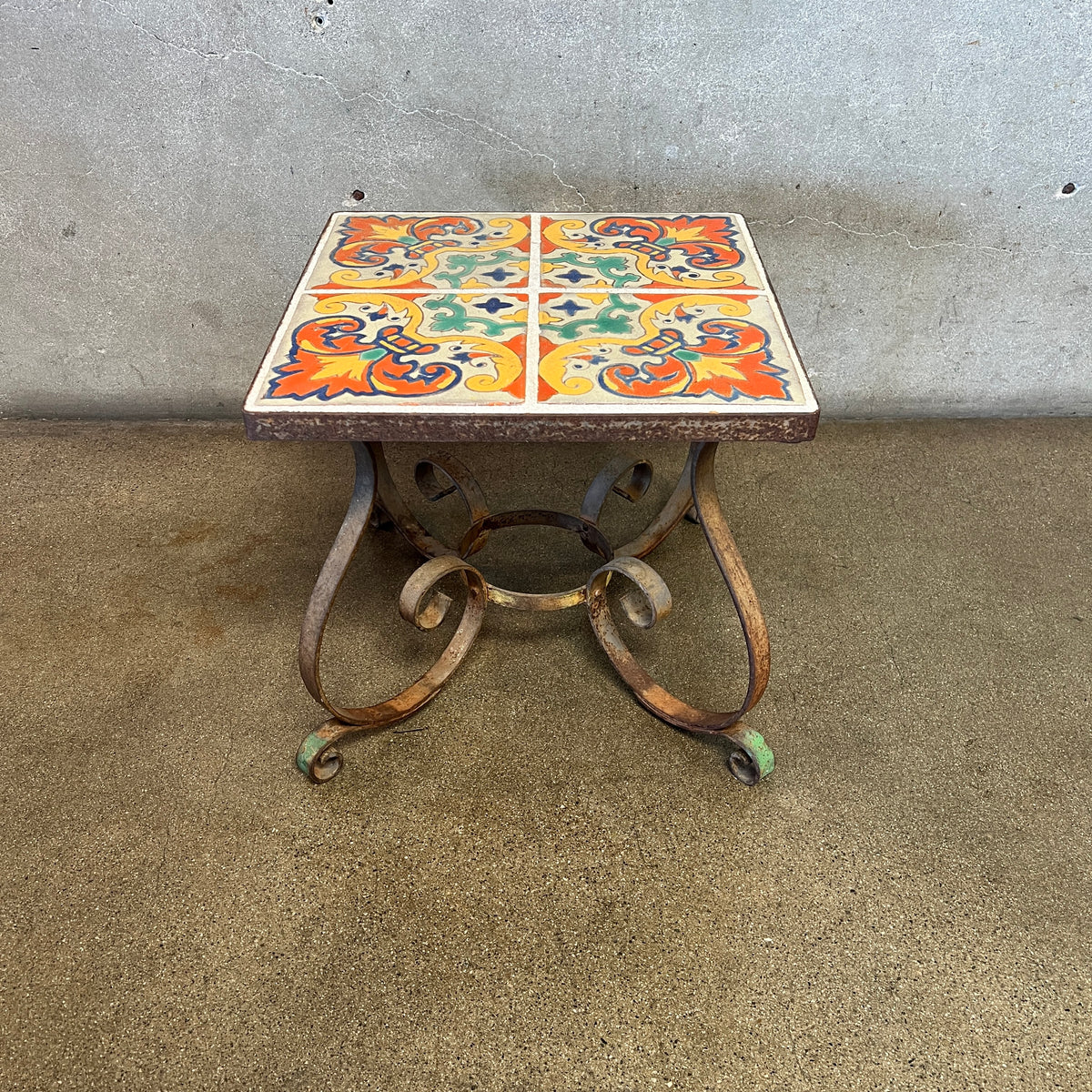 D & M Tile Table Wrought Iron Base