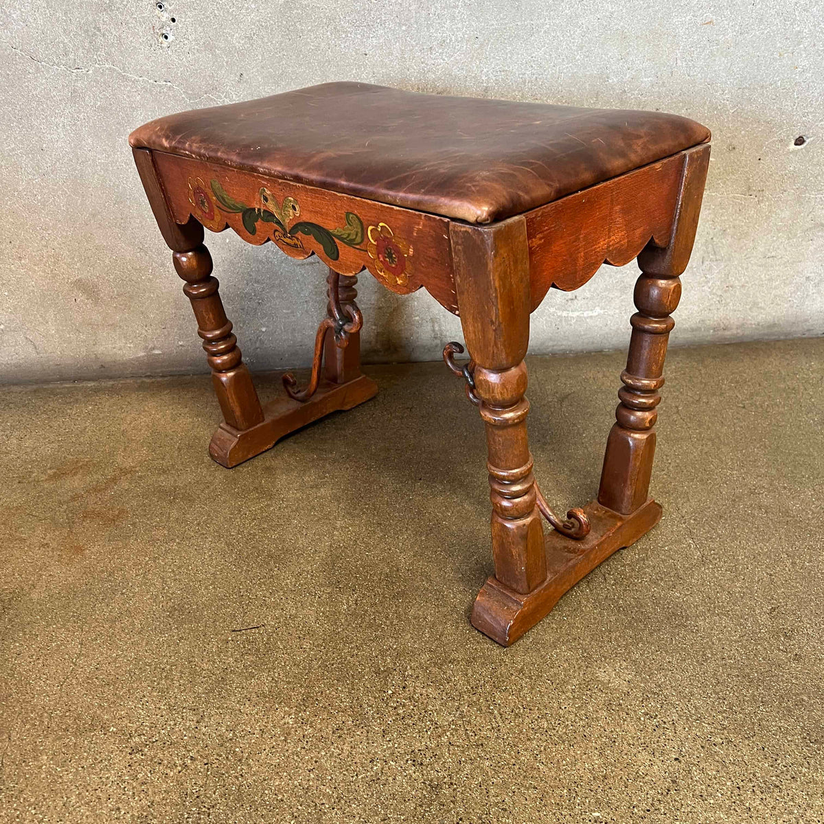 Monterey Furniture 1930's Bench Leather Top