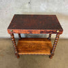 Vintage 20th Century Leather Wrapped Hand Tooled Barley Twist Peruvian Signed End Table