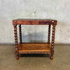 Vintage 20th Century Leather Wrapped Hand Tooled Barley Twist Peruvian Signed End Table