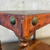 Vintage 20th Century Leather Wrapped Hand Tooled Barley Twist Peruvian Signed End Table