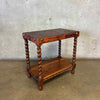 Vintage 20th Century Leather Wrapped Hand Tooled Barley Twist Peruvian Signed End Table
