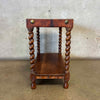 Vintage 20th Century Leather Wrapped Hand Tooled Barley Twist Peruvian Signed End Table