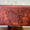 Vintage 20th Century Leather Wrapped Hand Tooled Barley Twist Peruvian Signed End Table