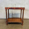 Vintage 20th Century Leather Wrapped Hand Tooled Barley Twist Peruvian Signed End Table