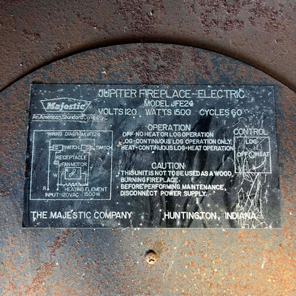 Vintage Mid Century Modern Red Electric Majestic "Jupiter" Fireplace