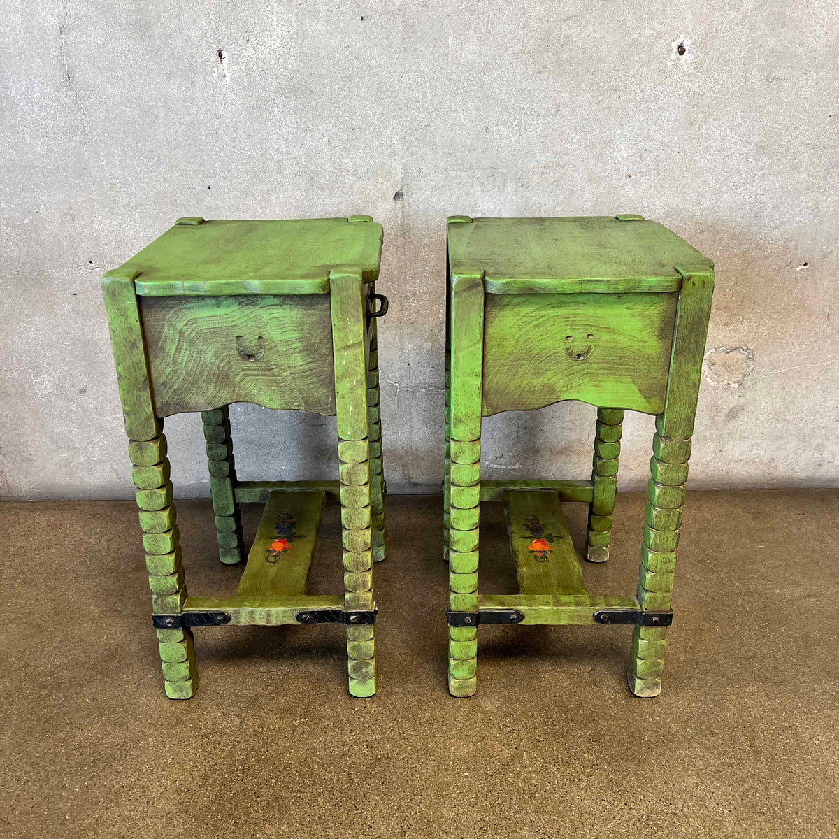 Pair of 1930 Monterey Furniture Nightstands - Spanish Green