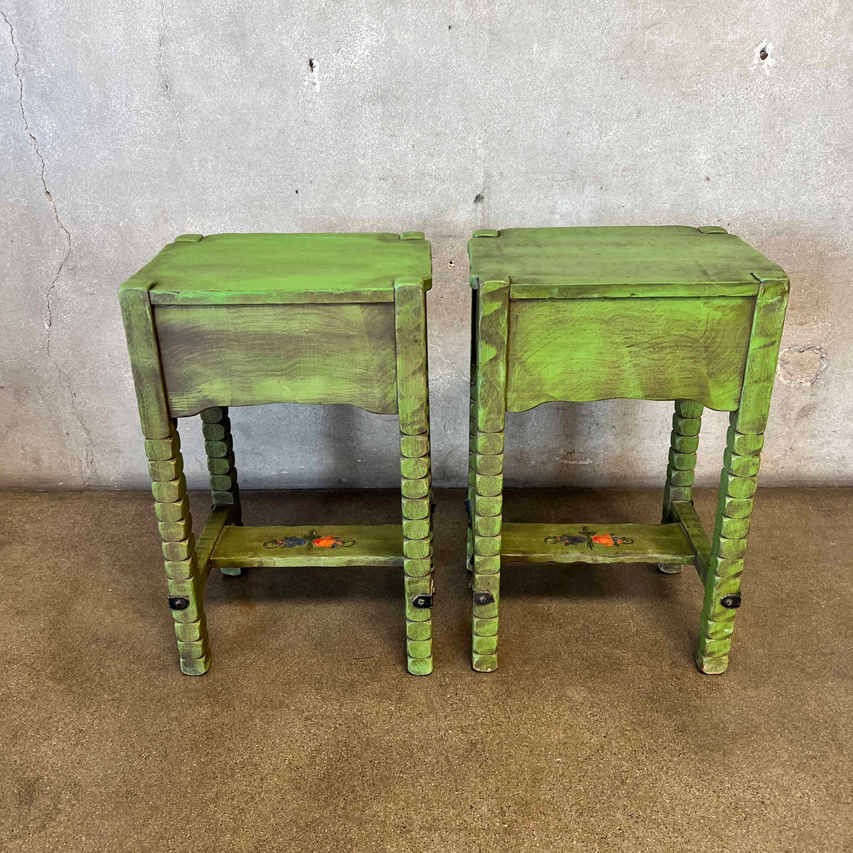 Pair of 1930 Monterey Furniture Nightstands - Spanish Green