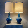 Mid Century Modern Blue Ceramic Lamps