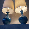 Mid Century Modern Blue Ceramic Lamps
