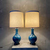 Mid Century Modern Blue Ceramic Lamps