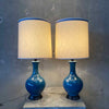 Mid Century Modern Blue Ceramic Lamps