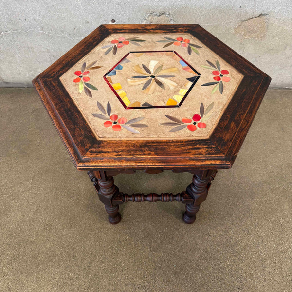 1930's Hexagon Mosaic Side Table