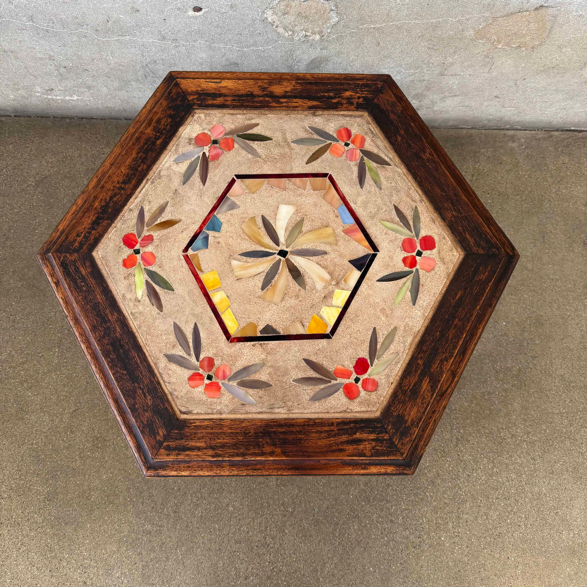 1930's Hexagon Mosaic Side Table