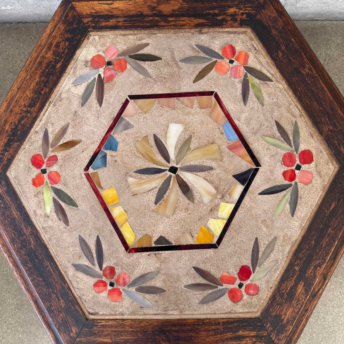 1930's Hexagon Mosaic Side Table