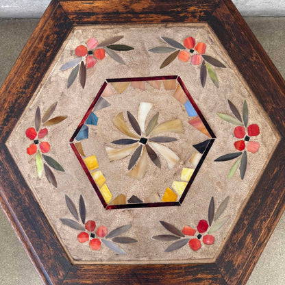 1930's Hexagon Mosaic Side Table