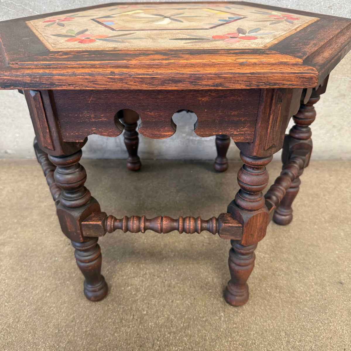 1930's Hexagon Mosaic Side Table