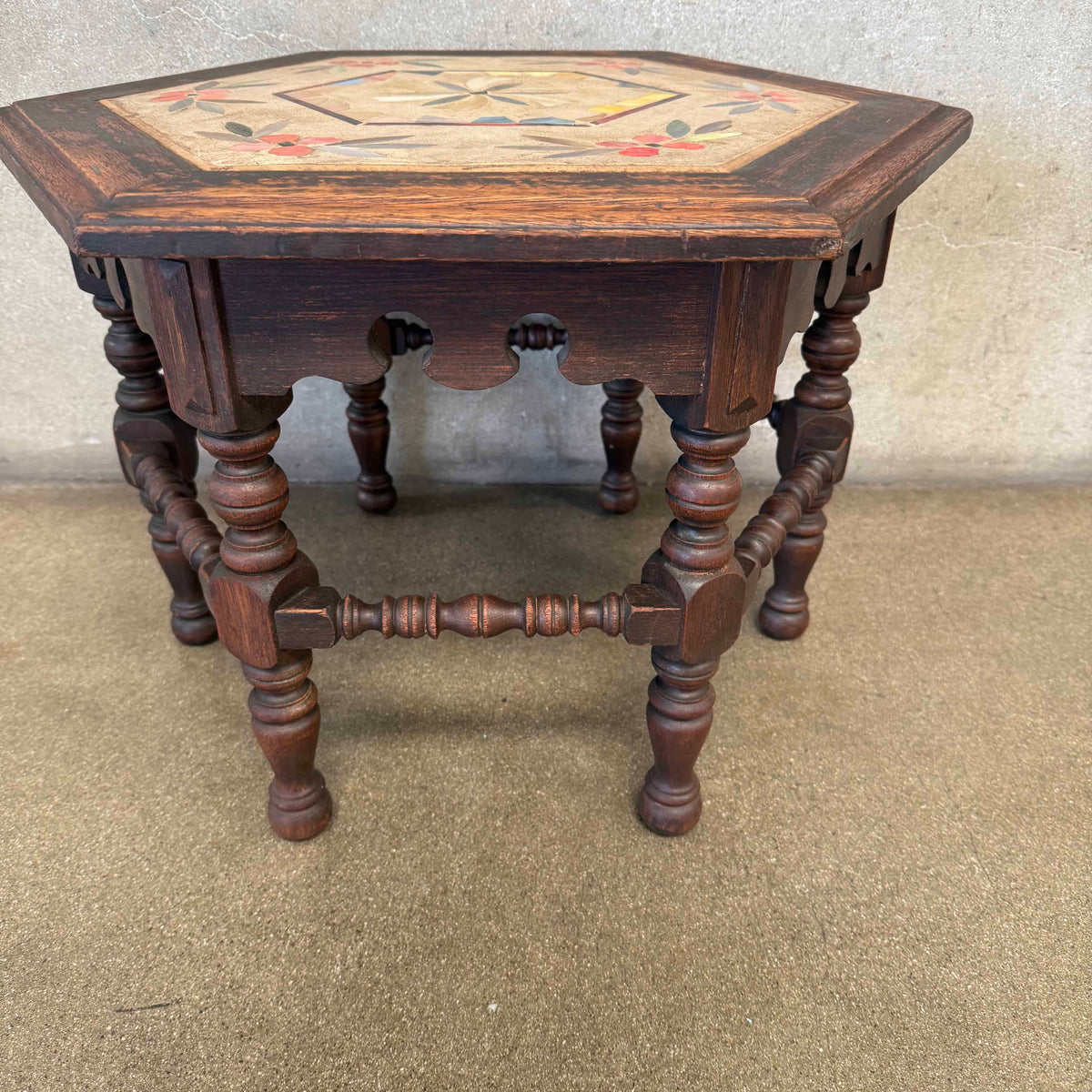 1930's Hexagon Mosaic Side Table