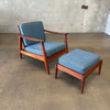 Mid Century Scandinavian Lounge Chair w/ Ottoman