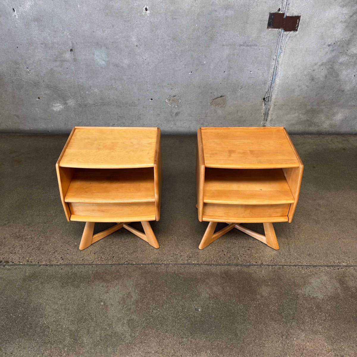 Mid Century Modern "Sculptura" Nightstands by Haywood Wakefield