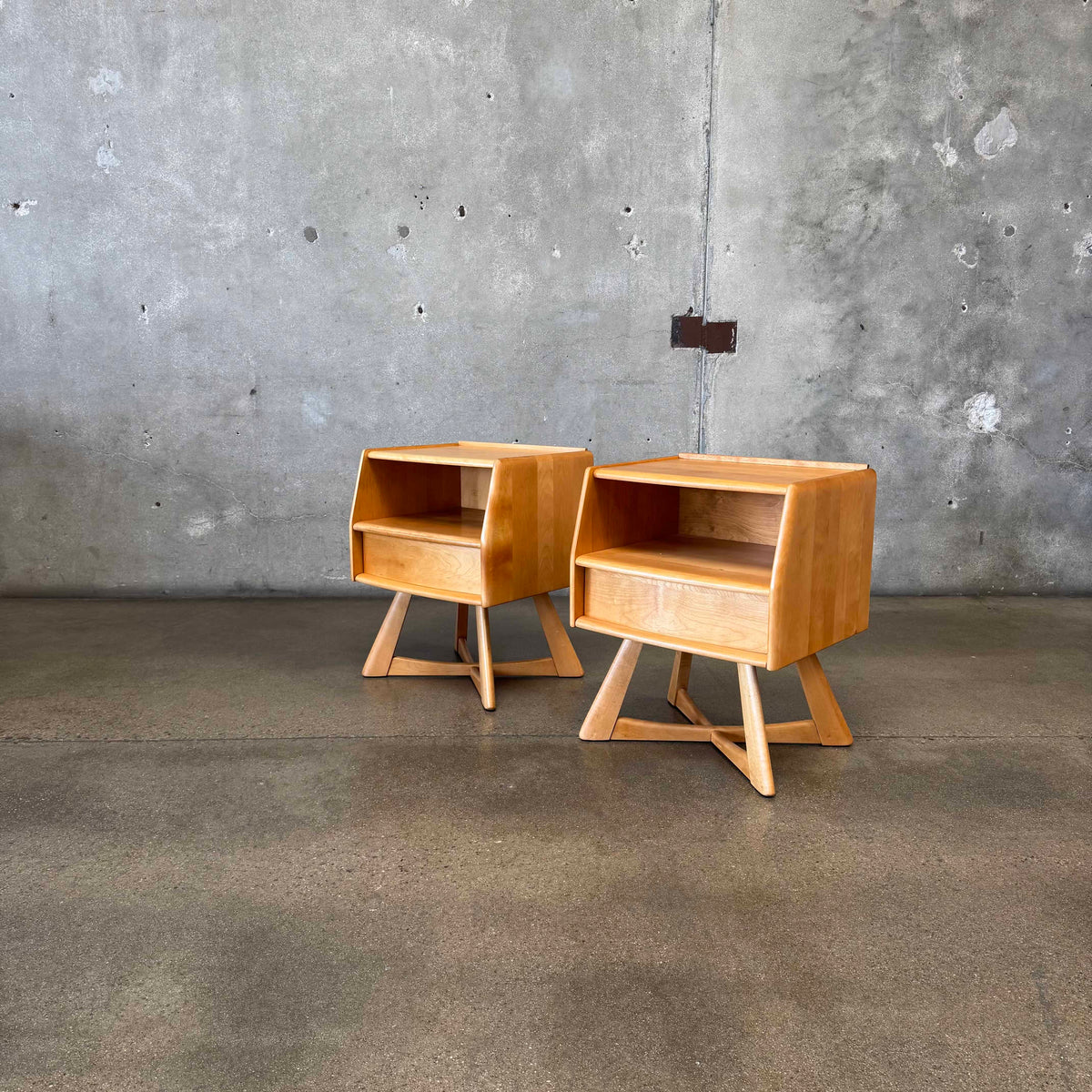 Mid Century Modern "Sculptura" Nightstands by Haywood Wakefield