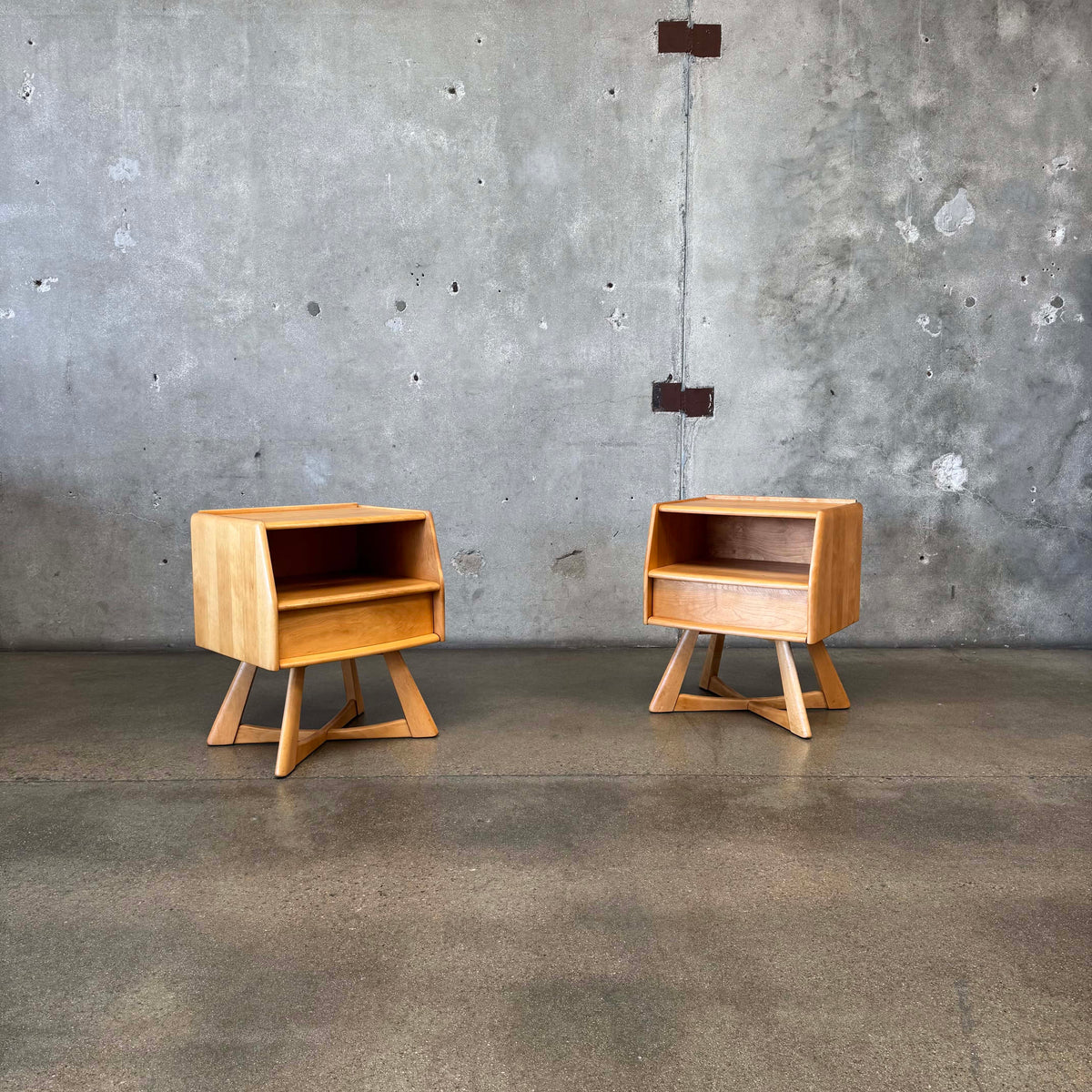 Mid Century Modern "Sculptura" Nightstands by Haywood Wakefield