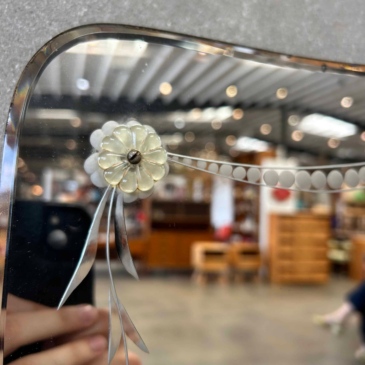 1930s Beveled & Etched Wall Mirror
