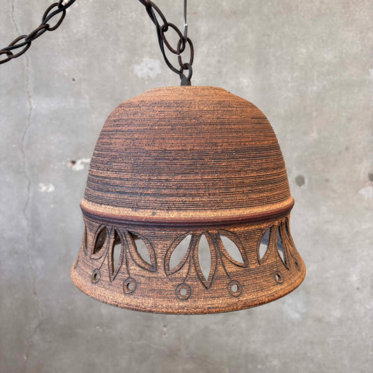 Vintage 1970s Stoneware Pendant Lamp by Victoria Littlejohn (Signed)