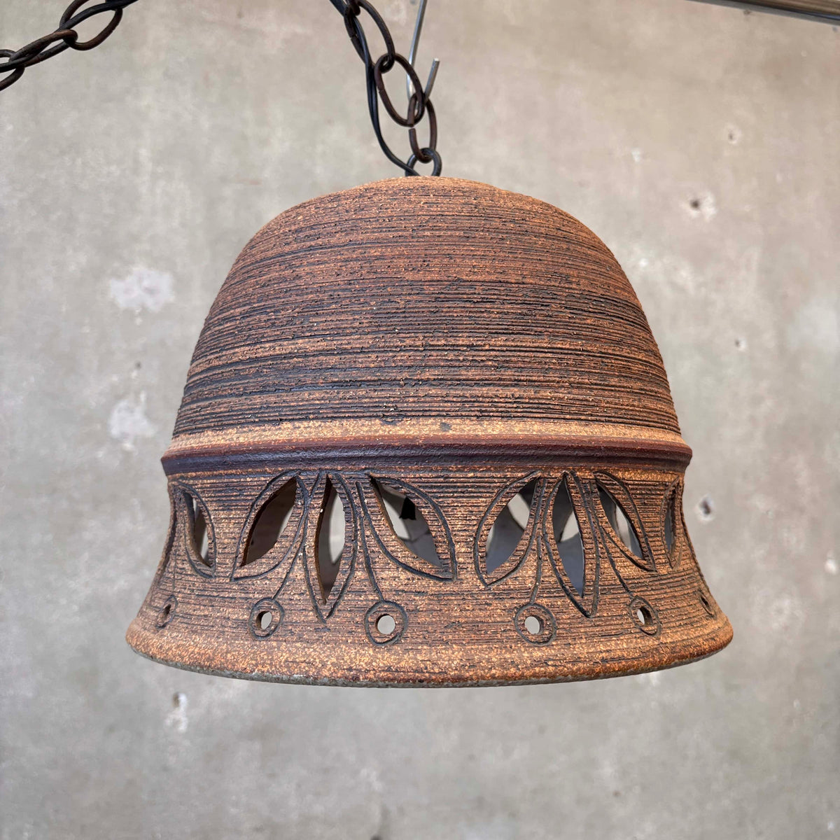Vintage 1970s Stoneware Pendant Lamp by Victoria Littlejohn (Signed)
