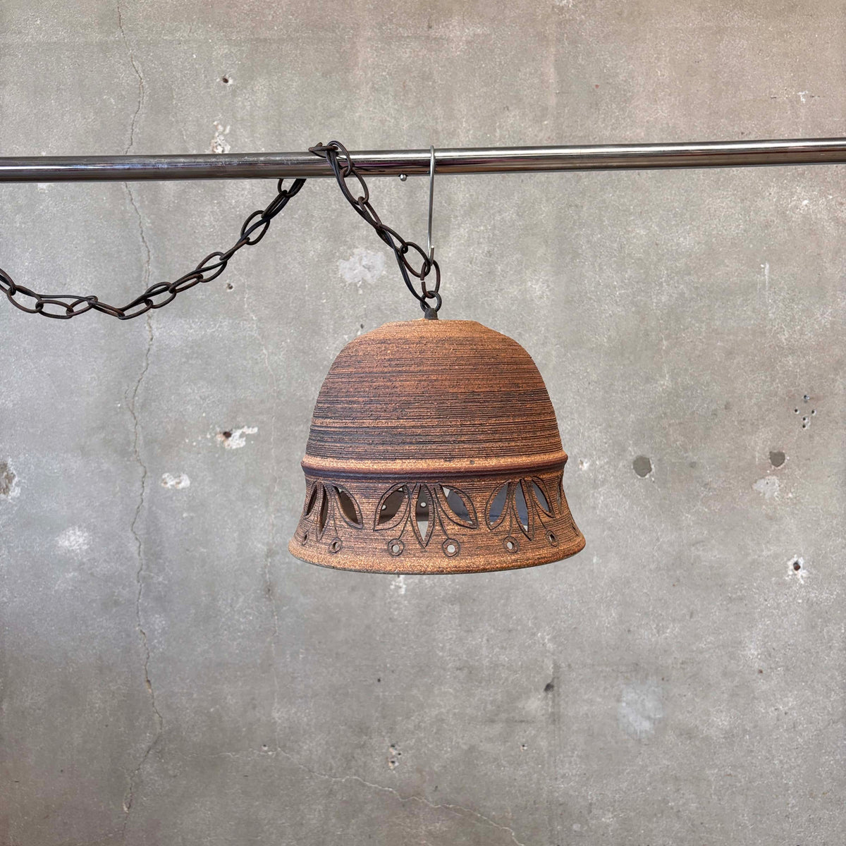 Vintage 1970s Stoneware Pendant Lamp by Victoria Littlejohn (Signed)