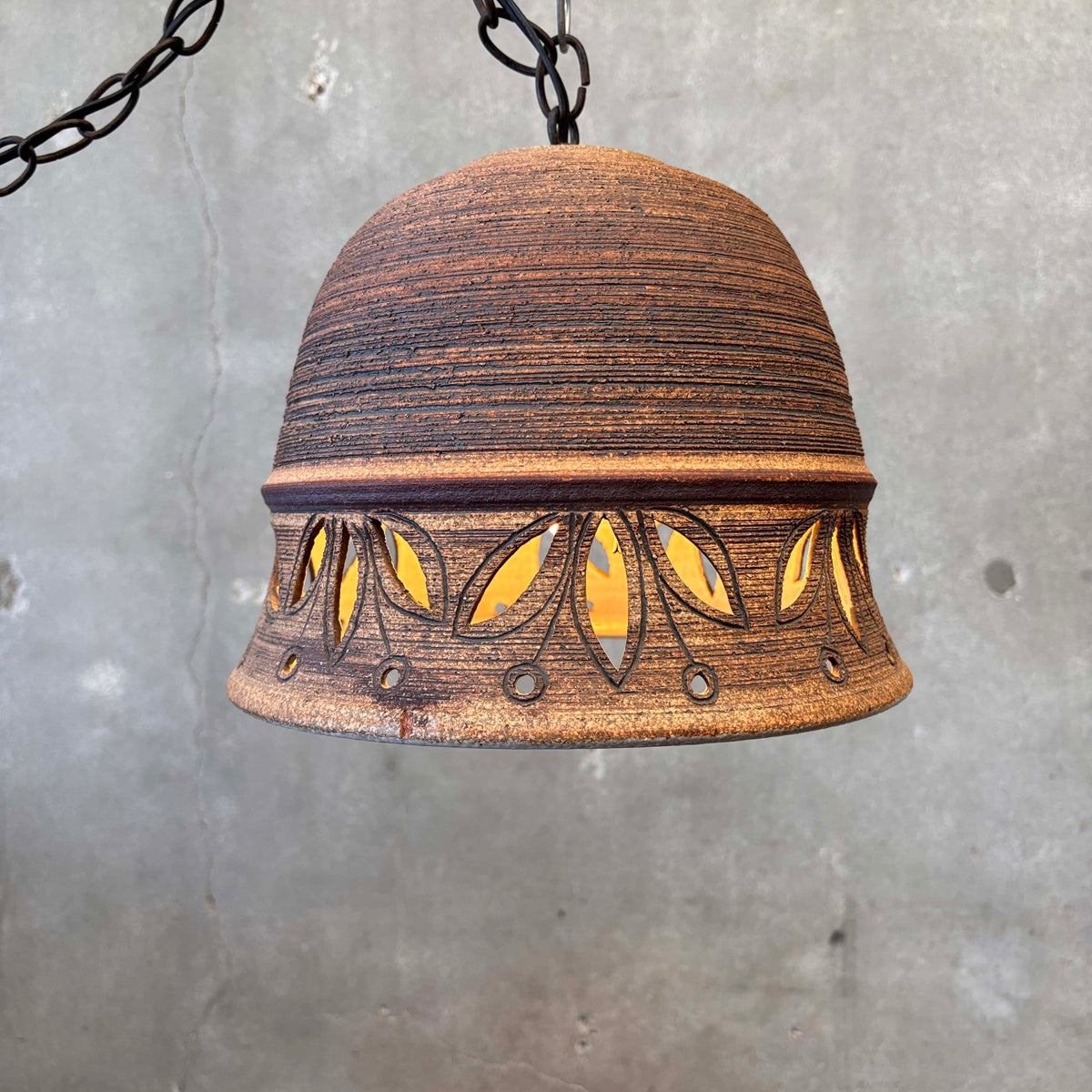 Vintage 1970s Stoneware Pendant Lamp by Victoria Littlejohn (Signed)