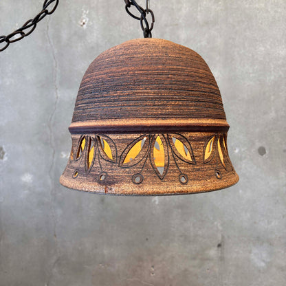 Vintage 1970s Stoneware Pendant Lamp by Victoria Littlejohn (Signed)