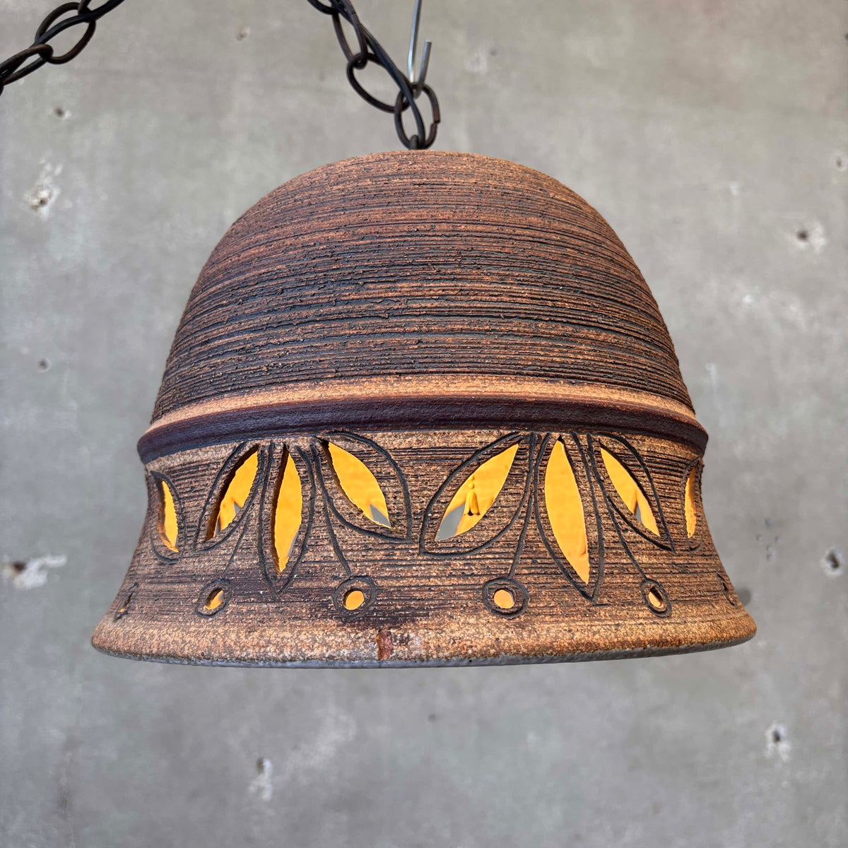 Vintage 1970s Stoneware Pendant Lamp by Victoria Littlejohn (Signed)