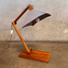 Vintage Studio Crafted Solid Mahogany Articulating Lamp w/ Fabric Shade