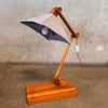Vintage Studio Crafted Solid Mahogany Articulating Lamp w/ Fabric Shade