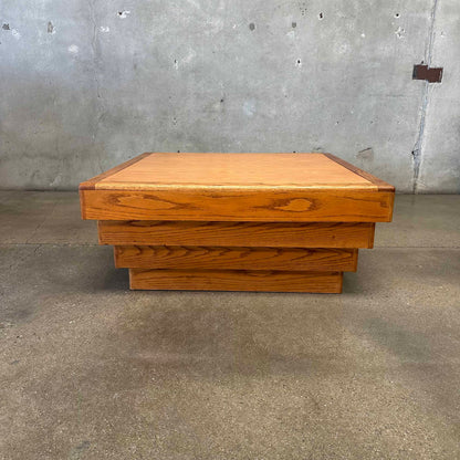 Vintage Chunky Oak Square Coffee Table
