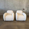 Pair of Vereien Modernist Swivel Chairs in Ivory Boucle