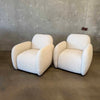 Pair of Vereien Modernist Swivel Chairs in Ivory Boucle