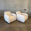 Pair of Vereien Modernist Swivel Chairs in Ivory Boucle