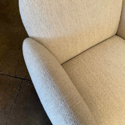 Pair of Vereien Modernist Swivel Chairs in Ivory Boucle