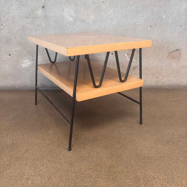Unique Mid Century Modern Laminate and Wrought Iron End Table 1954