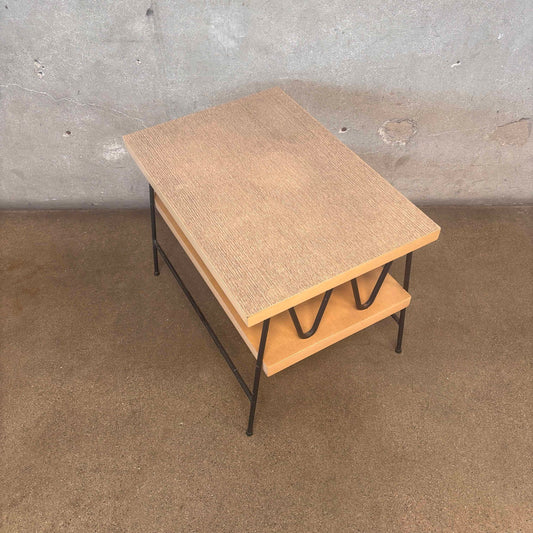 Unique Mid Century Modern Laminate and Wrought Iron End Table 1954