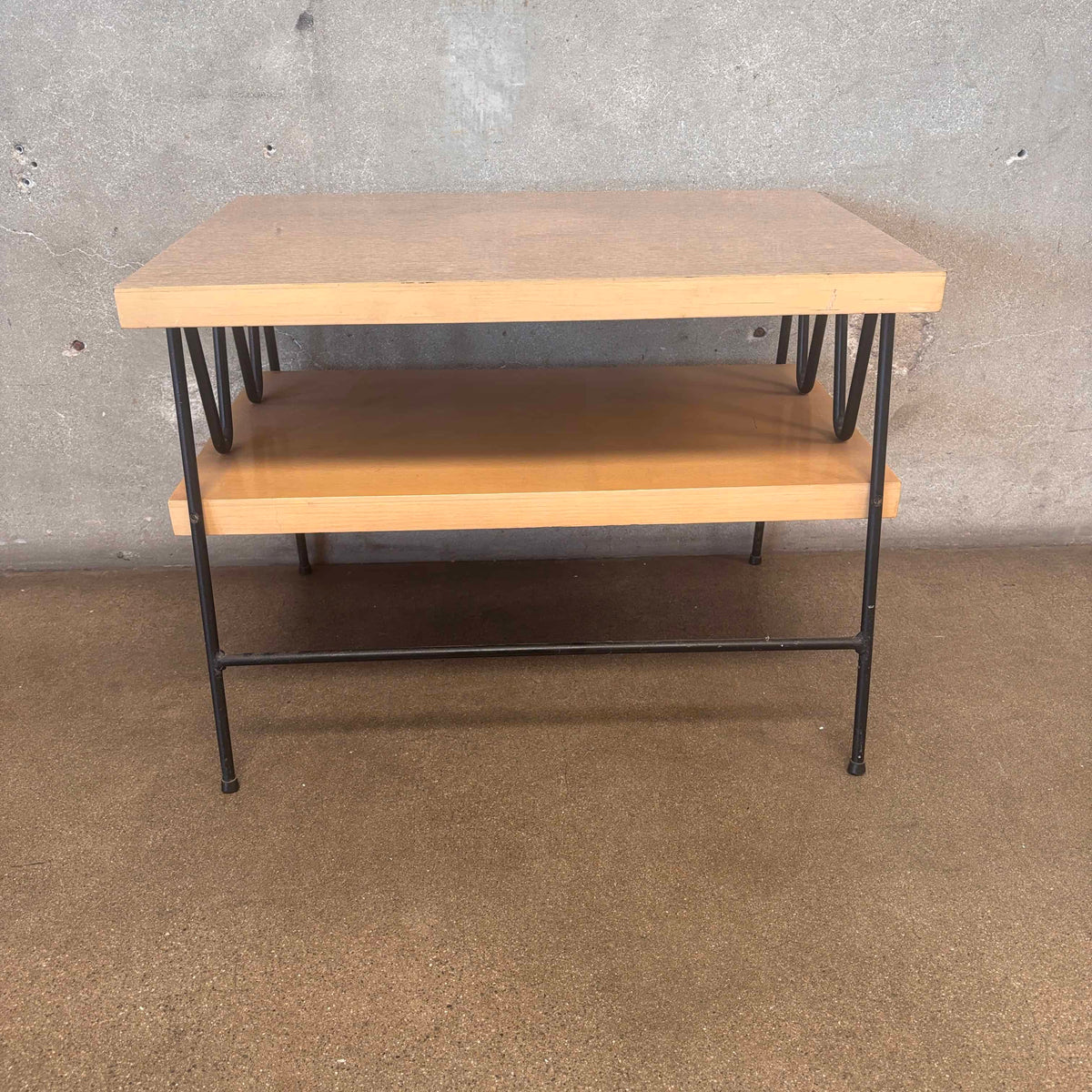 Unique Mid Century Modern Laminate and Wrought Iron End Table 1954