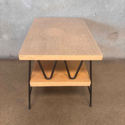 Unique Mid Century Modern Laminate and Wrought Iron End Table 1954