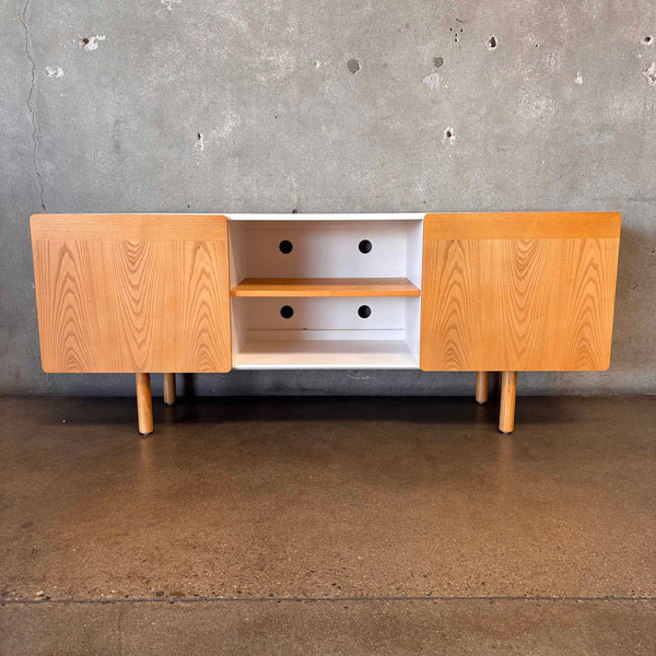 New Poppin Cleo Natural Ash Wood Credenza