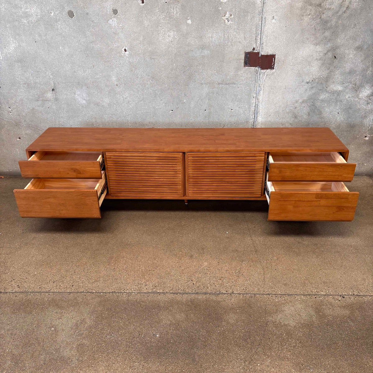 Leander Media Console Made of Solid Rubber Wood