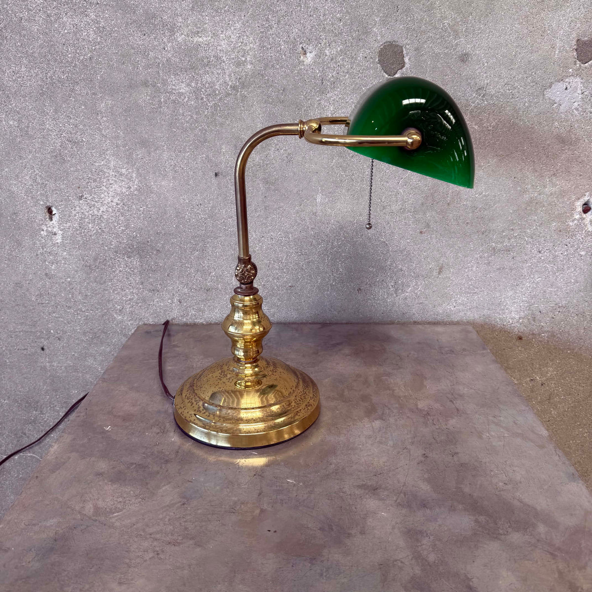 Vintage Large Green Banker Lamp