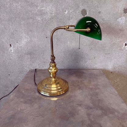 Vintage Large Green Banker Lamp