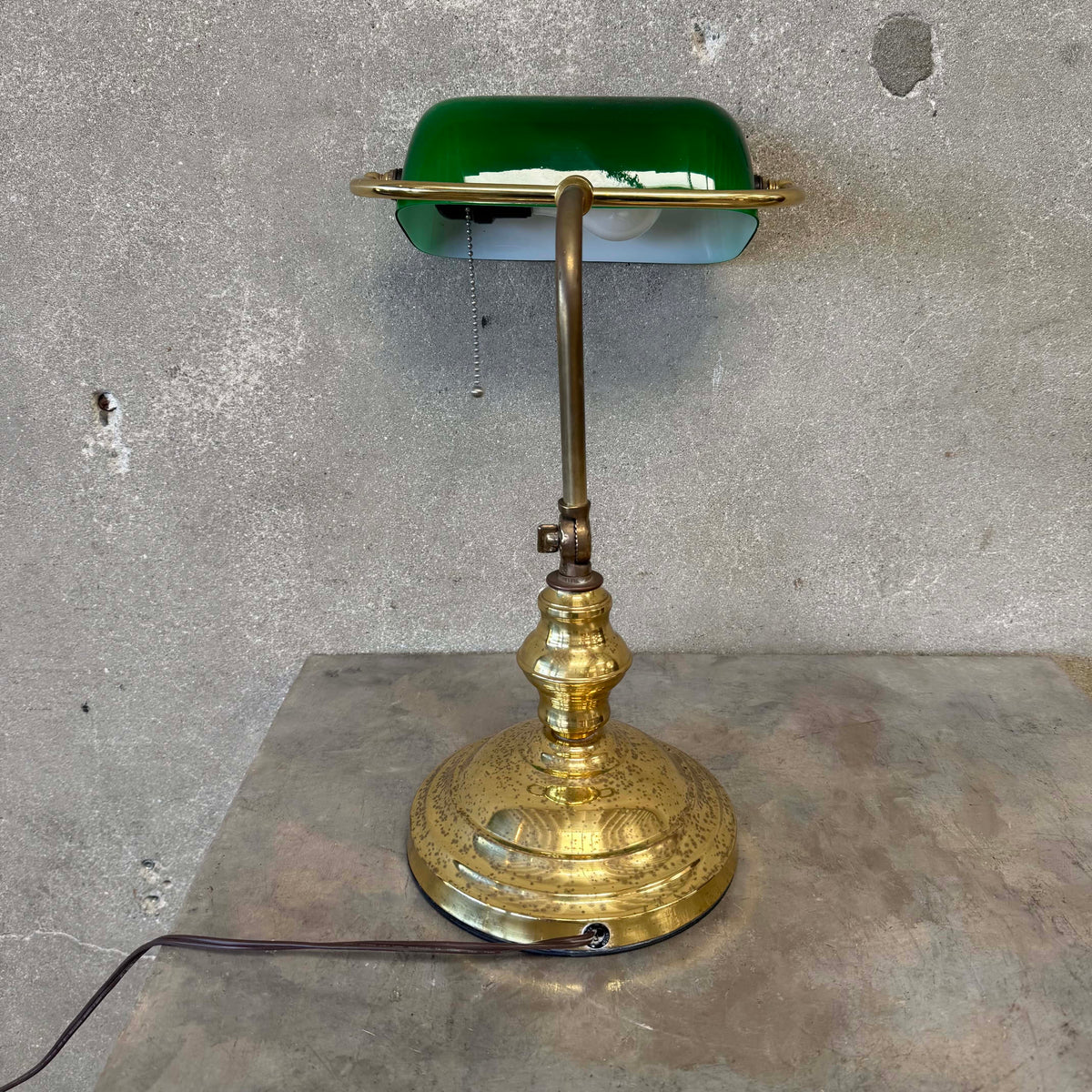 Vintage Large Green Banker Lamp